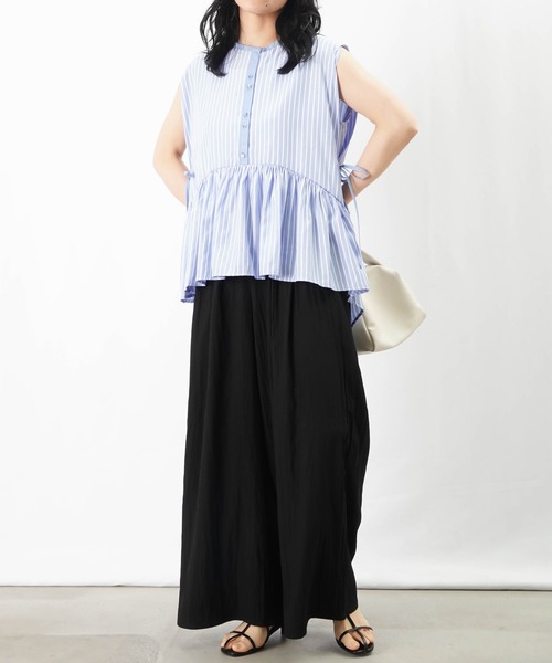 LUCA/LADY LUCK LUCA(ルカ/レディラックルカ)の「LC/LLL ストライプギャザーブラウス(シャツ/ブラウス・レディース・パープル/サックスブルー/ブラック・FREE)」の15枚目の写真