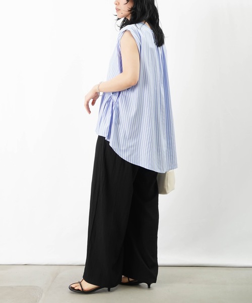 LUCA/LADY LUCK LUCA(ルカ/レディラックルカ)の「LC/LLL ストライプギャザーブラウス(シャツ/ブラウス・レディース・パープル/サックスブルー/ブラック・FREE)」の10枚目の写真