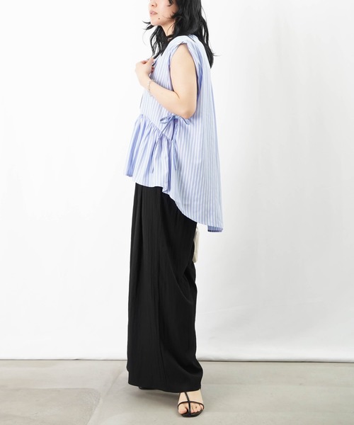 LUCA/LADY LUCK LUCA(ルカ/レディラックルカ)の「LC/LLL ストライプギャザーブラウス(シャツ/ブラウス・レディース・パープル/サックスブルー/ブラック・FREE)」の13枚目の写真