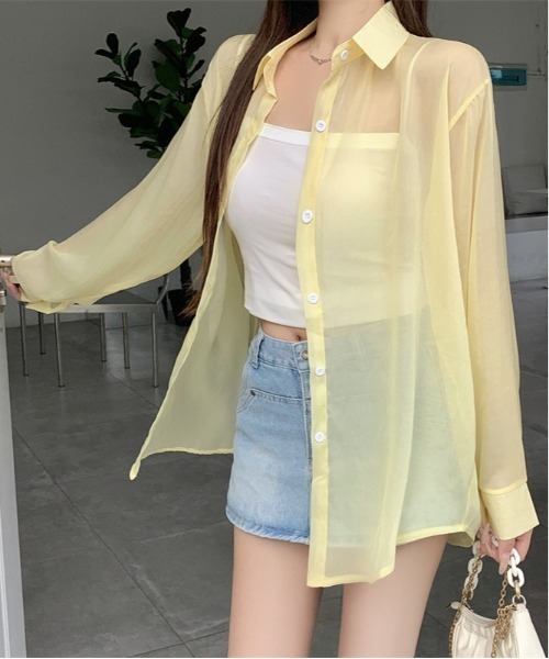 セール】WEGO/シースルーシャツトップス/カラフルシアートップス