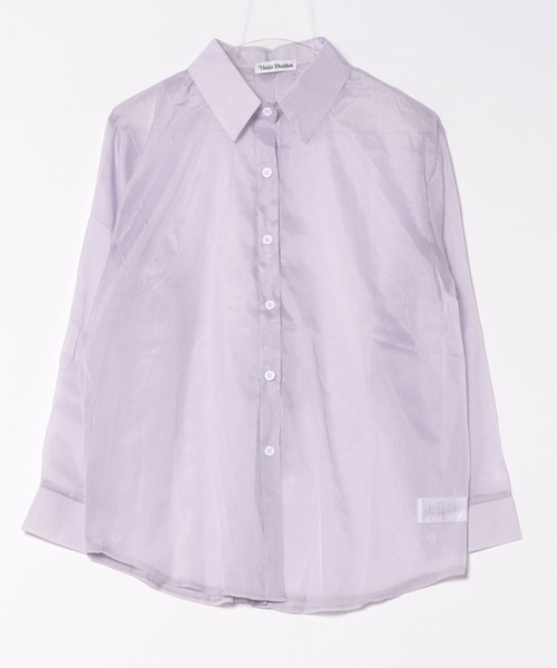 WEGO(ウィゴー)の「WEGO/シースルーシャツトップス/カラフルシアートップスバックリボン春夏秋長袖(シャツ/ブラウス・レディース・ホワイト/ピンク/パープル/イエロー/ブルー/ブラック・FREE)」の11枚目の写真