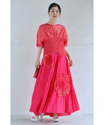 ワンピース セットアップ セットアップ対応】トリアセダブルジョーゼット スリット