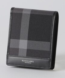 560c 新品 ブラックレーベル クレストブリッジ シャドーチェック二つ折り財布 エンボスレザークレストブリッジチェック2つ折りウォレット