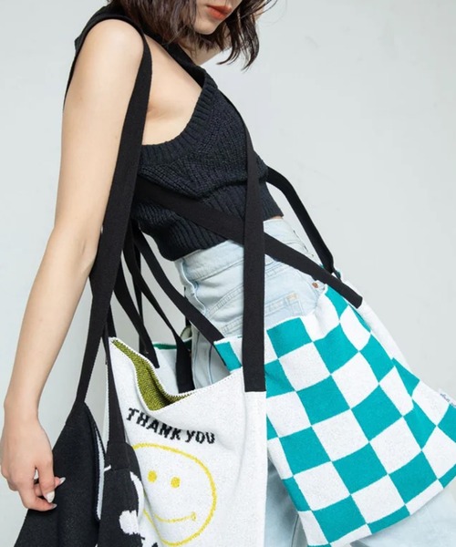 ROOPTOKYO(ループトウキョウ)の「Dept Pop/デプトポップ CHECKERED KNIT BAG ショルダーバッグ 秋物 秋服 2026年秋冬(ショルダーバッグ・レディース・グリーン/ブラック・FREE)」の11枚目の写真