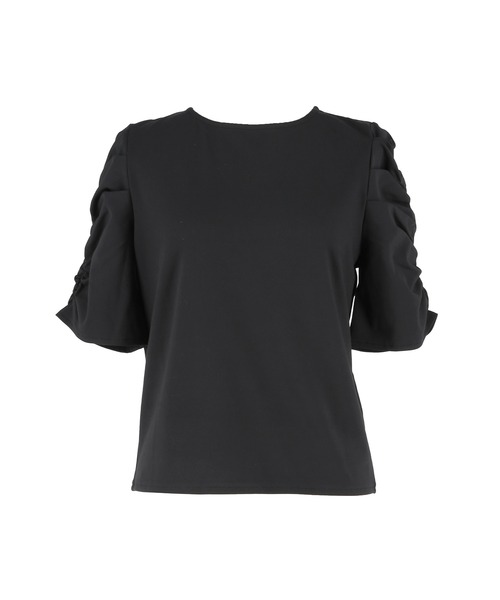 coca（coca）（コカ）の「シルキータッチ袖ギャザートップス（Tシャツ/カットソー・レディース・ホワイト/ブラック・M/L/S）」の8枚目の写真