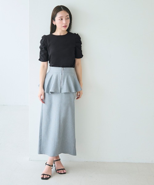 coca（coca）（コカ）の「シルキータッチ袖ギャザートップス（Tシャツ/カットソー・レディース・ホワイト/ブラック・M/L/S）」の10枚目の写真