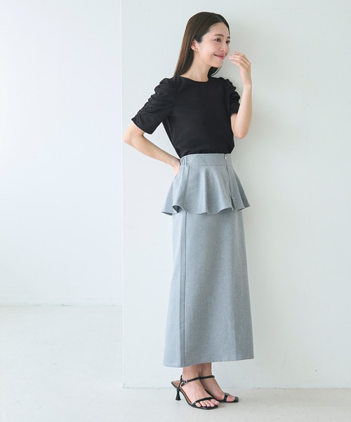 coca（coca）（コカ）の「シルキータッチ袖ギャザートップス（Tシャツ/カットソー・レディース・ホワイト/ブラック・M/L/S）」の16枚目の写真