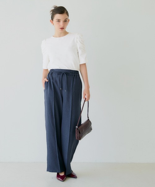 coca（coca）（コカ）の「シルキータッチ袖ギャザートップス（Tシャツ/カットソー・レディース・ホワイト/ブラック・M/L/S）」の5枚目の写真