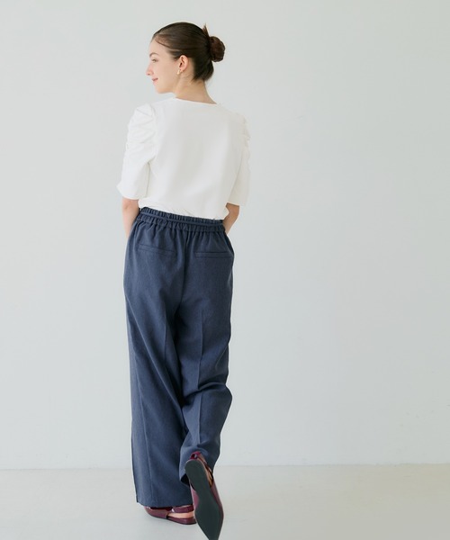 coca（coca）（コカ）の「シルキータッチ袖ギャザートップス（Tシャツ/カットソー・レディース・ホワイト/ブラック・M/L/S）」の4枚目の写真