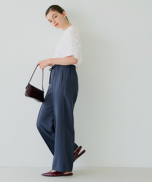 coca（coca）（コカ）の「シルキータッチ袖ギャザートップス（Tシャツ/カットソー・レディース・ホワイト/ブラック・M/L/S）」の6枚目の写真