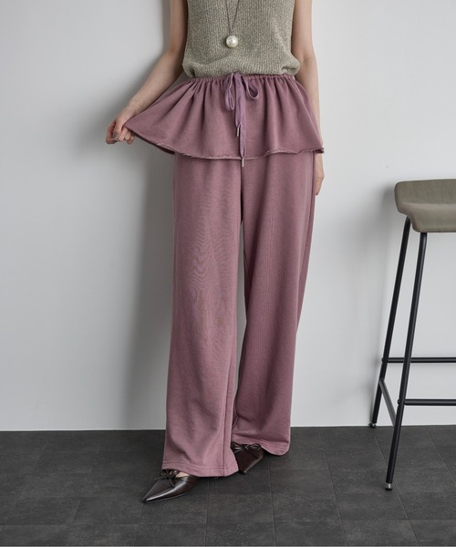 THE YOn(ザヨン)の「フリルベルト付きスウェットイージーパンツ(スウェットパンツ・レディース・グレー/ピンク/カーキブラウン・FREE)」の1枚目の写真
