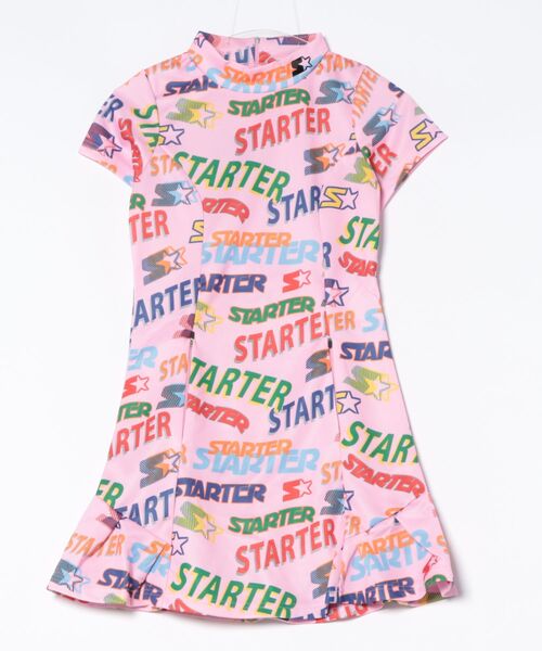 STARTER(スターター)の「《STARTER GOLF》スターターゴルフ ロゴパターン 総柄モックネック半袖ワンピースレディース SG-123011(ワンピース・レディース・ブラック/ピンク・M/L)」の2枚目の写真