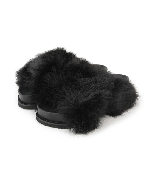 ADAM ET ROPE'（アダムエロペ）の「ボリュームファーサンダル（サンダル・レディース・ダークブラウン/ブラック・36/37/38）」の3枚目の写真