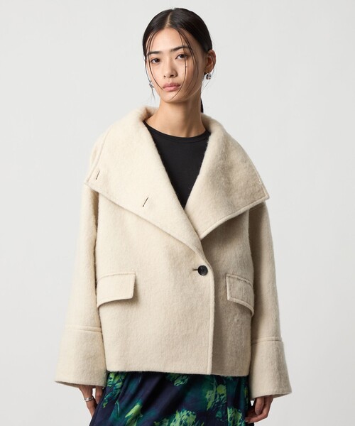 EMMEL REFINES＞EM スタンド シャギー ショートコート（ピーコート