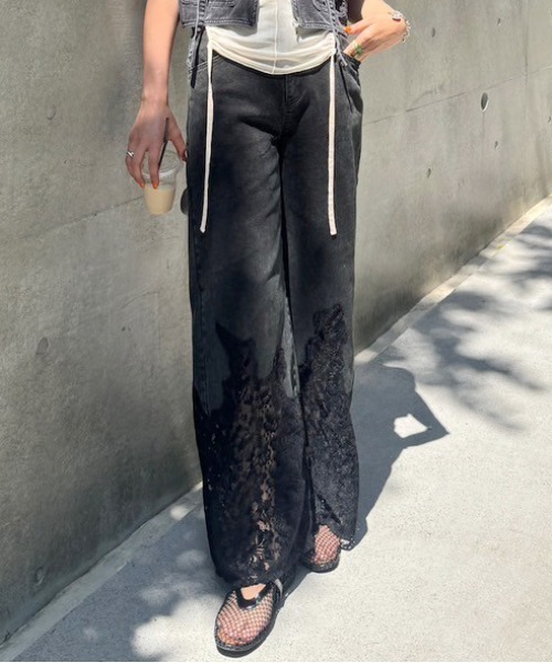 アメリヴィンテージ　LACE DOCKING FADE DENIM PANTS LACE DOCKING FADE DENIM PANTS