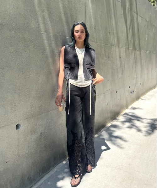r*す様 LACE DOCKING FADE DENIM PANTS Ameri r*す様 LACE DOCKING FADE DENIM PANTS Ameri - メルカリ