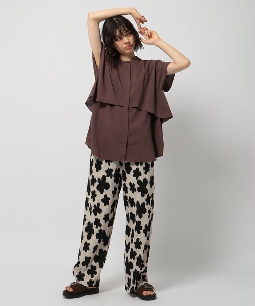 ニコアンド メイクスタッフerinkoこなれポンチョブラウス黒ブラック新品 niko and… ブラウス シャツ 「NKJ 2025SS」FRILL BOLERO BLOUSE