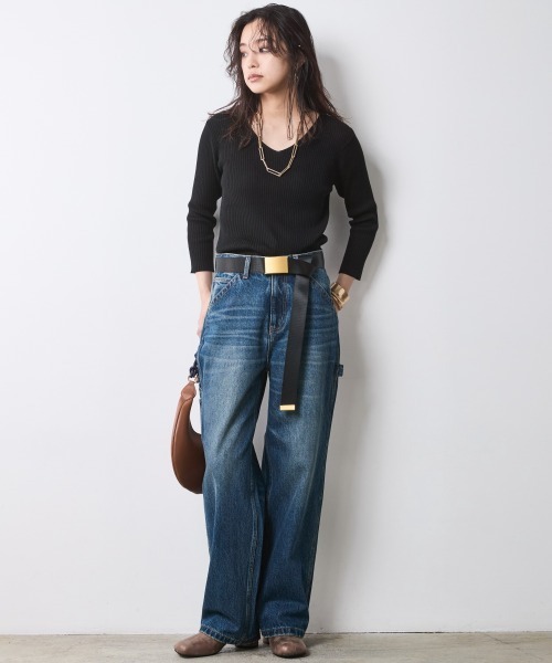 CHIC STYLE(シックスタイル)の「7分袖Vネックニットプルオーバー<大きいサイズ有>シックスタイル(ニット/セーター・レディース・グリーン系/ブラック/チャコールグレー・3L/L/LL/M/5L/4L)」の20枚目の写真