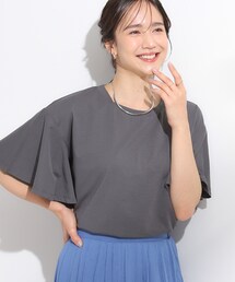 DRESKIP | 【S-LL/ひんやり/二の腕カバー】華やかさをプラスする お袖フリルTシャツ(Tシャツ/カットソー)