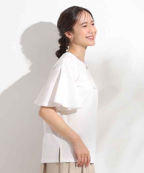 DRESKIP（ドレスキップ）の「【S-LL/ひんやり/二の腕カバー】華やかさをプラスする お袖フリルTシャツ（Tシャツ/カットソー・レディース・ベージュ系その他3/チャコールグレー/オフホワイト/ブラック系/ホワイト系7/グリーン系その他5・01/04/03/02）」の20枚目の写真