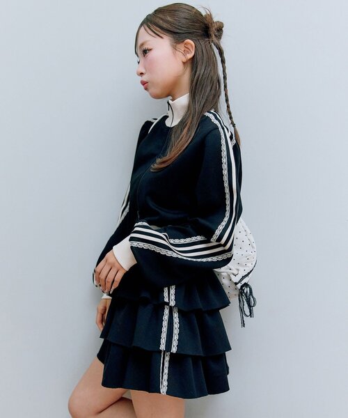 OLIVE des OLIVE（オリーブデオリーブ）の「ショートトラックジャケット（ジャージ・レディース・トップグレー/サックスブルー/ブラック・FREE）」の6枚目の写真