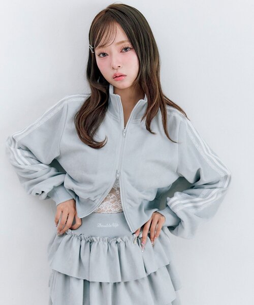 OLIVE des OLIVE（オリーブデオリーブ）の「ショートトラックジャケット（ジャージ・レディース・トップグレー/サックスブルー/ブラック・FREE）」の11枚目の写真