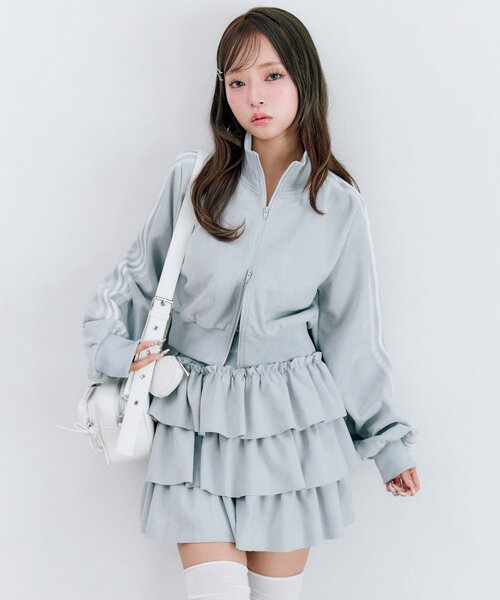 OLIVE des OLIVE（オリーブデオリーブ）の「ショートトラックジャケット（ジャージ・レディース・トップグレー/サックスブルー/ブラック・FREE）」の12枚目の写真