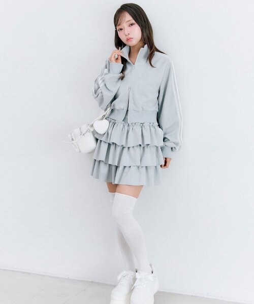 OLIVE des OLIVE（オリーブデオリーブ）の「ショートトラックジャケット（ジャージ・レディース・トップグレー/サックスブルー/ブラック・FREE）」の13枚目の写真