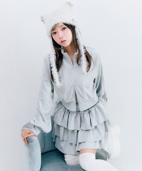 OLIVE des OLIVE（オリーブデオリーブ）の「ショートトラックジャケット（ジャージ・レディース・トップグレー/サックスブルー/ブラック・FREE）」の16枚目の写真