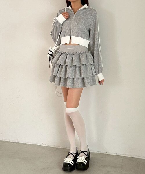 OLIVE des OLIVE（オリーブデオリーブ）の「ショートトラックジャケット（ジャージ・レディース・トップグレー/サックスブルー/ブラック・FREE）」の21枚目の写真