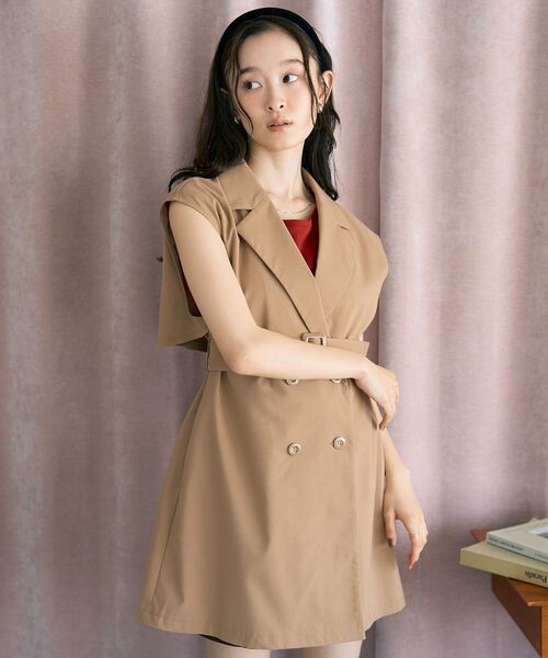 earth music&ecology(アースミュージックアンドエコロジー)の「ショートジレンチ(トレンチコート・レディース・ベージュ/ブラック/ブラウン系その他4・FREE)」の6枚目の写真