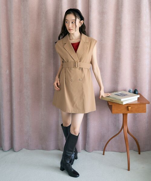 earth music&ecology(アースミュージックアンドエコロジー)の「ショートジレンチ(トレンチコート・レディース・ベージュ/ブラック/ブラウン系その他4・FREE)」の11枚目の写真