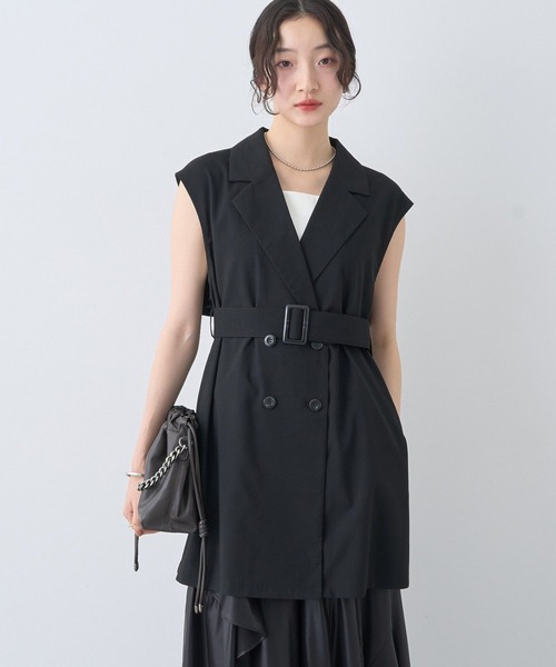 earth music&ecology(アースミュージックアンドエコロジー)の「ショートジレンチ(トレンチコート・レディース・ベージュ/ブラック/ブラウン系その他4・FREE)」の2枚目の写真