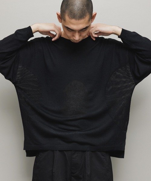 BAL(バル)の「VENTILATION MESH CREW SWEATER(ニット/セーター・メンズ・ベージュ/ブラック・1/2/3)」の5枚目の写真