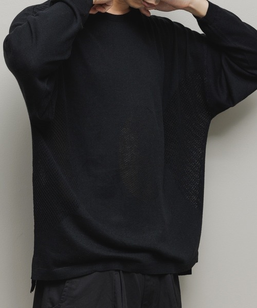 BAL(バル)の「VENTILATION MESH CREW SWEATER(ニット/セーター・メンズ・ベージュ/ブラック・1/2/3)」の6枚目の写真