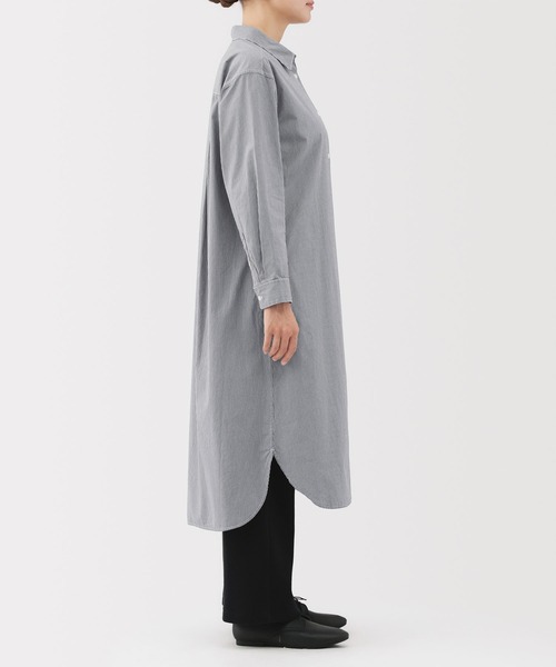 無印良品（ムジルシリョウヒン）の「婦人　洗いざらし　ブロード長袖シャツワンピース（ワンピース・レディース・グレー系/ダークネイビー・XL/L/M/S）」の10枚目の写真