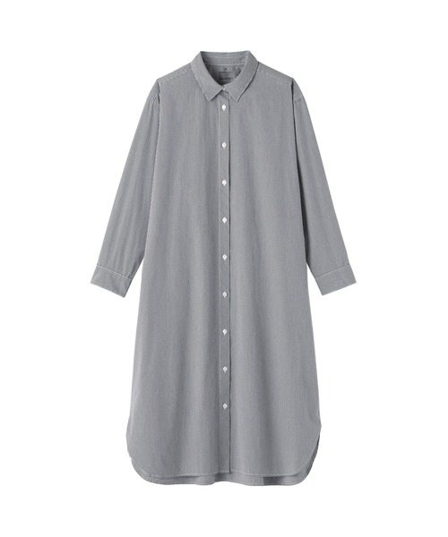 無印良品（ムジルシリョウヒン）の「婦人　洗いざらし　ブロード長袖シャツワンピース（ワンピース・レディース・グレー系/ダークネイビー・XL/L/M/S）」の4枚目の写真