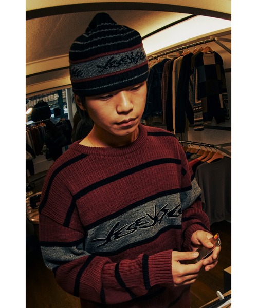 TENGA(テンガ)の「Tenga x Y.E.S Stripe Knit Pullover Red(ニット/セーター・メンズ・レッド・X-LARGE/LARGE/MEDIUM)」の3枚目の写真