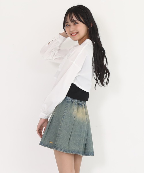 PINKHUNT(ピンクハント)の「PINKHUNT ピンクハント ブラストプリーツスカート 0877K(デニムスカート・キッズ・カーキ/ブルー・120cm/130cm/140cm/150cm/160cm)」の6枚目の写真