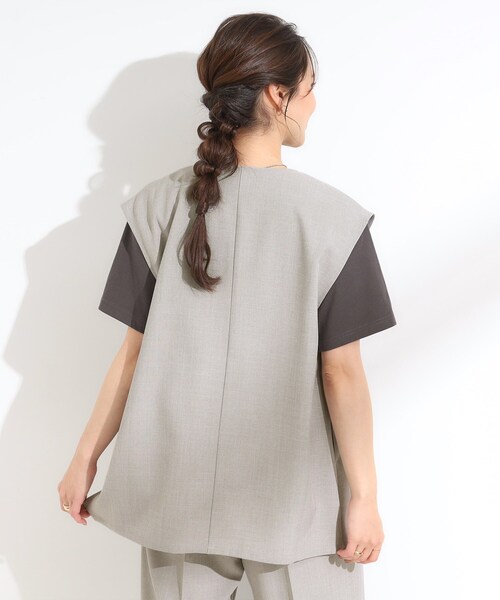 DRESKIP（ドレスキップ）の「【S-LL/セットアップ可/洗濯後しわになりにくい】ダブルベスト（ベスト・レディース・ダークブラウン/グレー系1/グレー・01/02/03/04）」の5枚目の写真