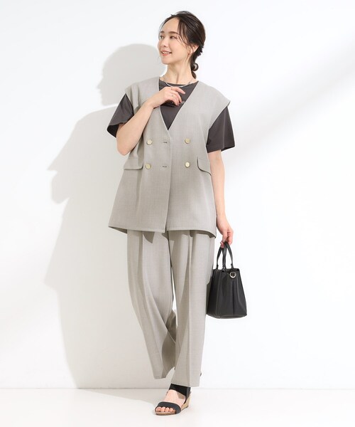 DRESKIP（ドレスキップ）の「【S-LL/セットアップ可/洗濯後しわになりにくい】ダブルベスト（ベスト・レディース・ダークブラウン/グレー系1/グレー・01/02/03/04）」の6枚目の写真