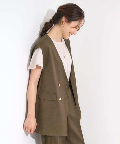 DRESKIP（ドレスキップ）の「【S-LL/セットアップ可/洗濯後しわになりにくい】ダブルベスト（ベスト・レディース・ダークブラウン/グレー系1/グレー・01/02/03/04）」の9枚目の写真