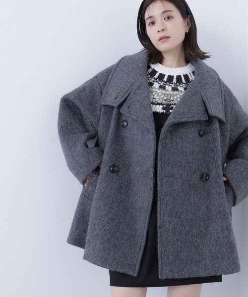 NATURAL BEAUTY BASIC（ナチュラルビューティーベーシック）の「◇【Oggi掲載】スタンドネックシャギーミディコート（その他アウター・レディース・チャコールグレー/グレー/ライトグリーン・SMALL/MEDIUM）」の5枚目の写真