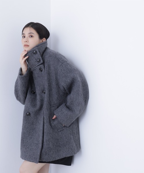 NATURAL BEAUTY BASIC（ナチュラルビューティーベーシック）の「◇【Oggi掲載】スタンドネックシャギーミディコート（その他アウター・レディース・チャコールグレー/グレー/ライトグリーン・SMALL/MEDIUM）」の7枚目の写真