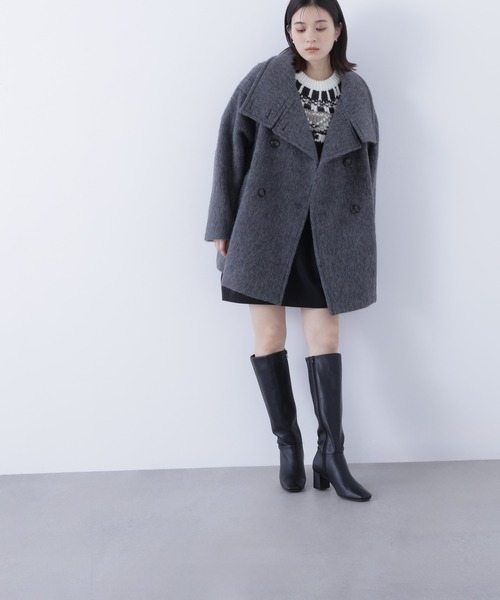 セール】◇【Oggi掲載】スタンドネックシャギーミディコート（その他