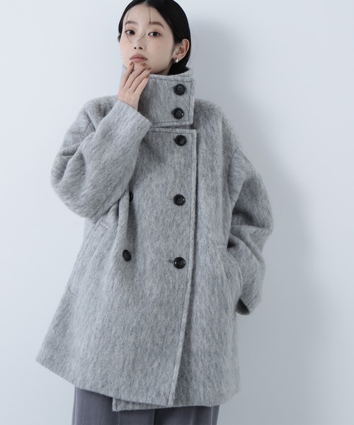 NATURAL BEAUTY BASIC（ナチュラルビューティーベーシック）の「◇【Oggi掲載】スタンドネックシャギーミディコート（その他アウター・レディース・チャコールグレー/グレー/ライトグリーン・SMALL/MEDIUM）」の14枚目の写真