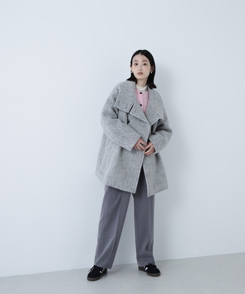 NATURAL BEAUTY BASIC（ナチュラルビューティーベーシック）の「◇【Oggi掲載】スタンドネックシャギーミディコート（その他アウター・レディース・チャコールグレー/グレー/ライトグリーン・SMALL/MEDIUM）」の15枚目の写真