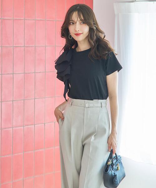 SWINGLE（スウィングル）の「ベルテッドワイドパンツ（その他パンツ・レディース・ライトグレー/ブラック/ダークブルー・SMALL/MEDIUM）」の9枚目の写真