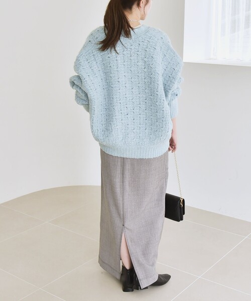 Stone  水色カーディガン ロービングヤーンルーズカーディガン[sm113] | レディースファッション