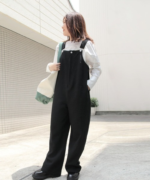 Brown&Street(ブラウンアンドストリート)の「ジャガードフラワーオーバーオール(サロペット/オーバーオール・レディース・ブラック/ネイビー・FREE)」の17枚目の写真